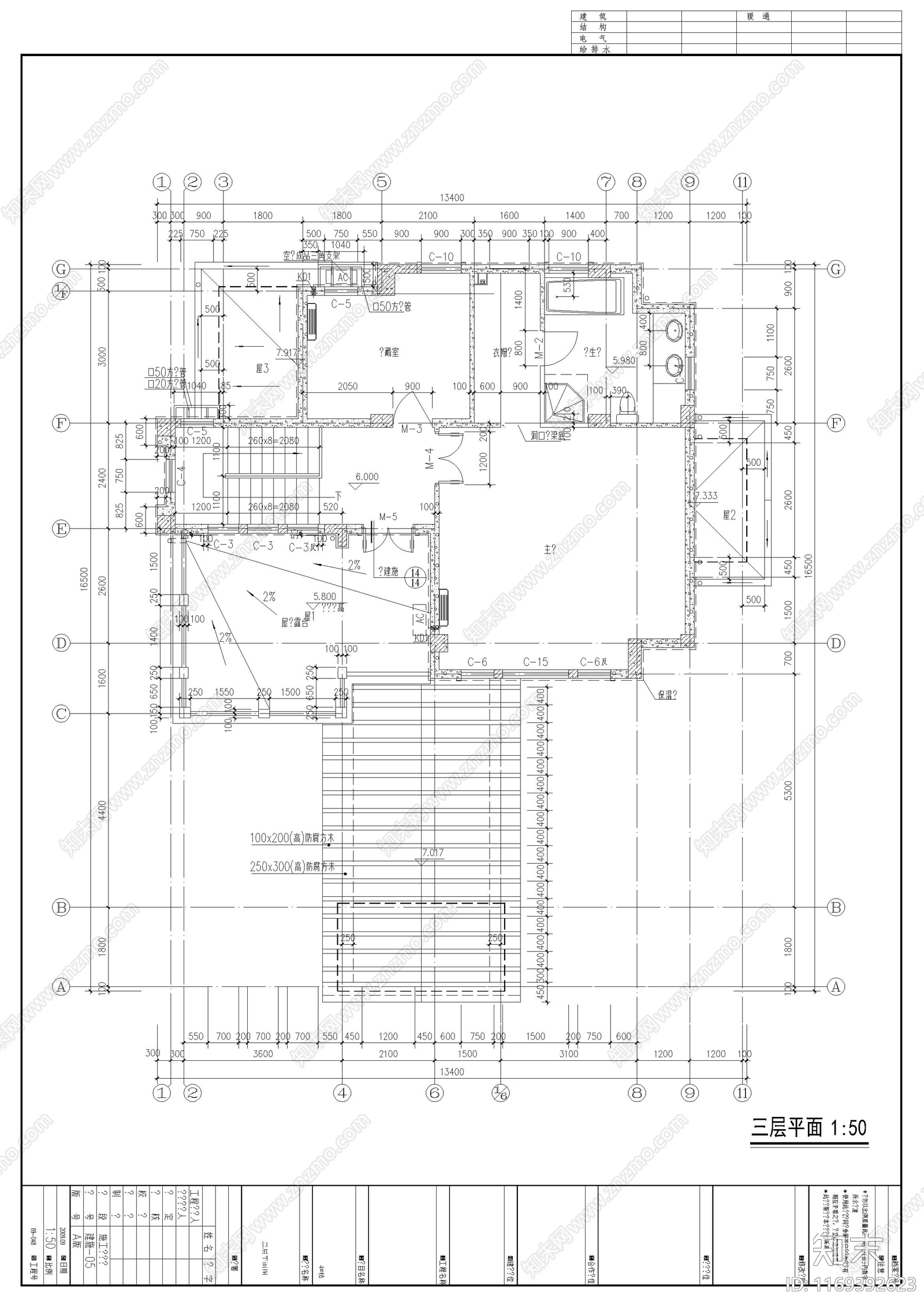 欧式别墅建筑cad施工图下载【ID:1169392623】