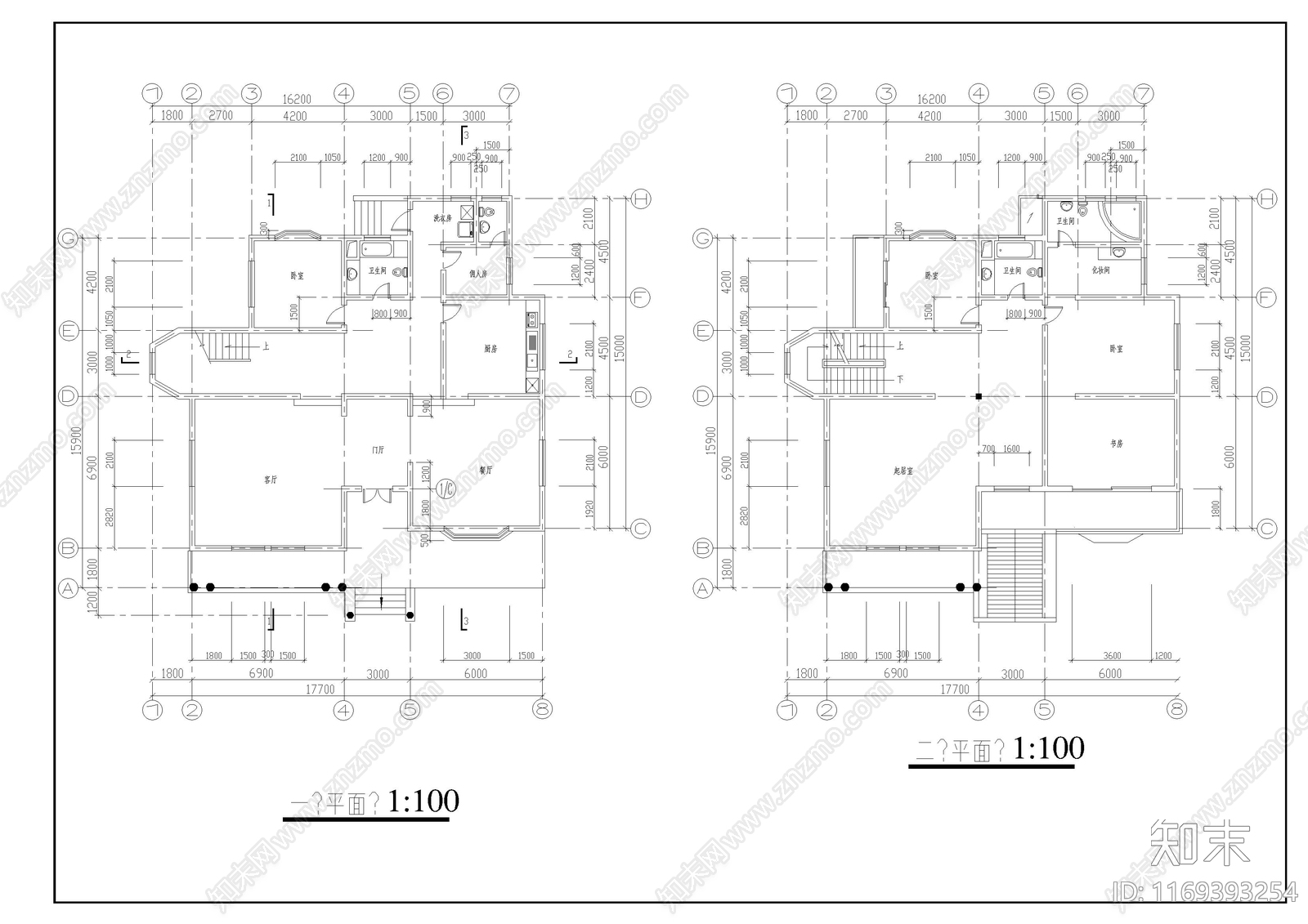 欧式别墅建筑cad施工图下载【ID:1169393254】