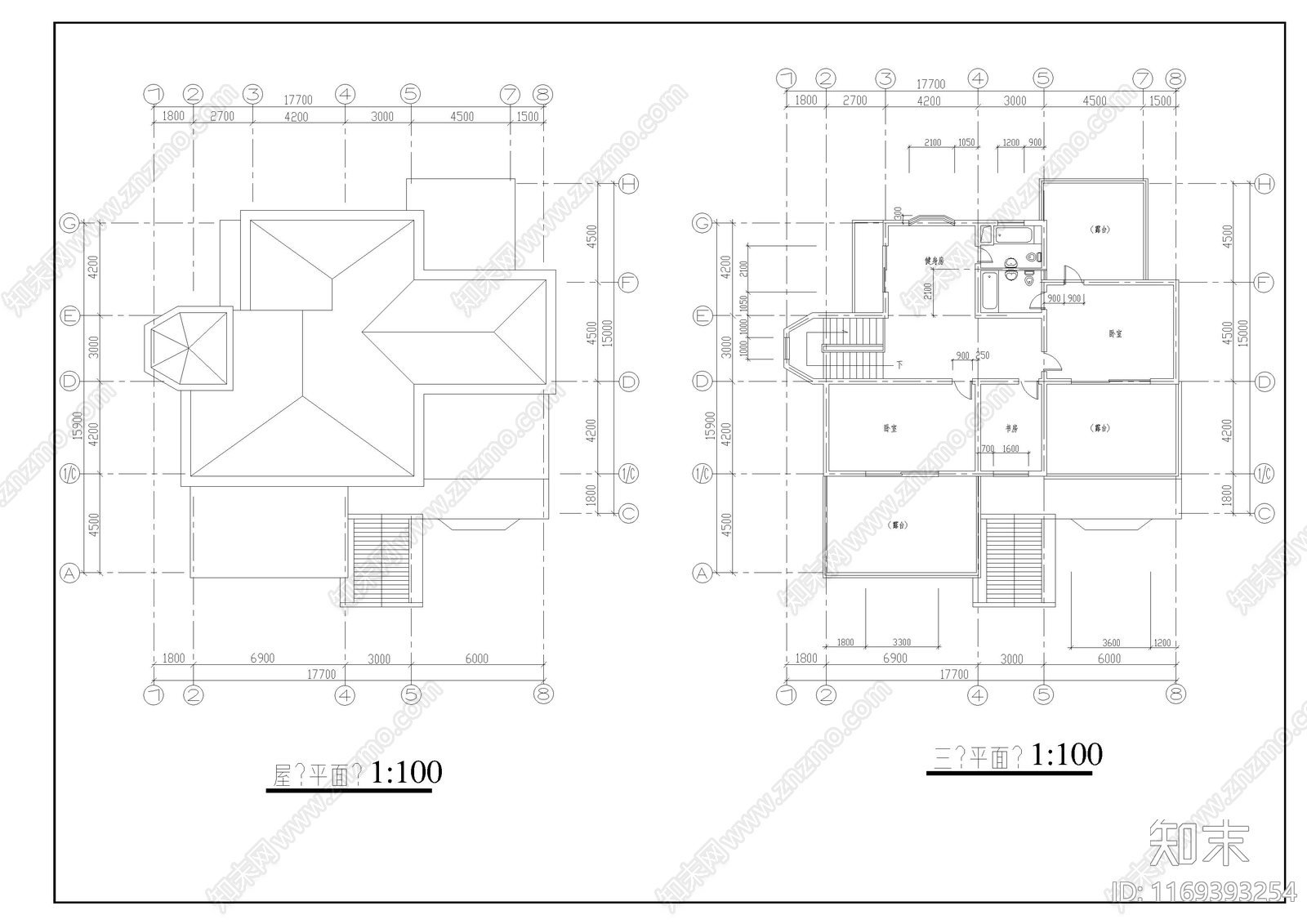 欧式别墅建筑cad施工图下载【ID:1169393254】