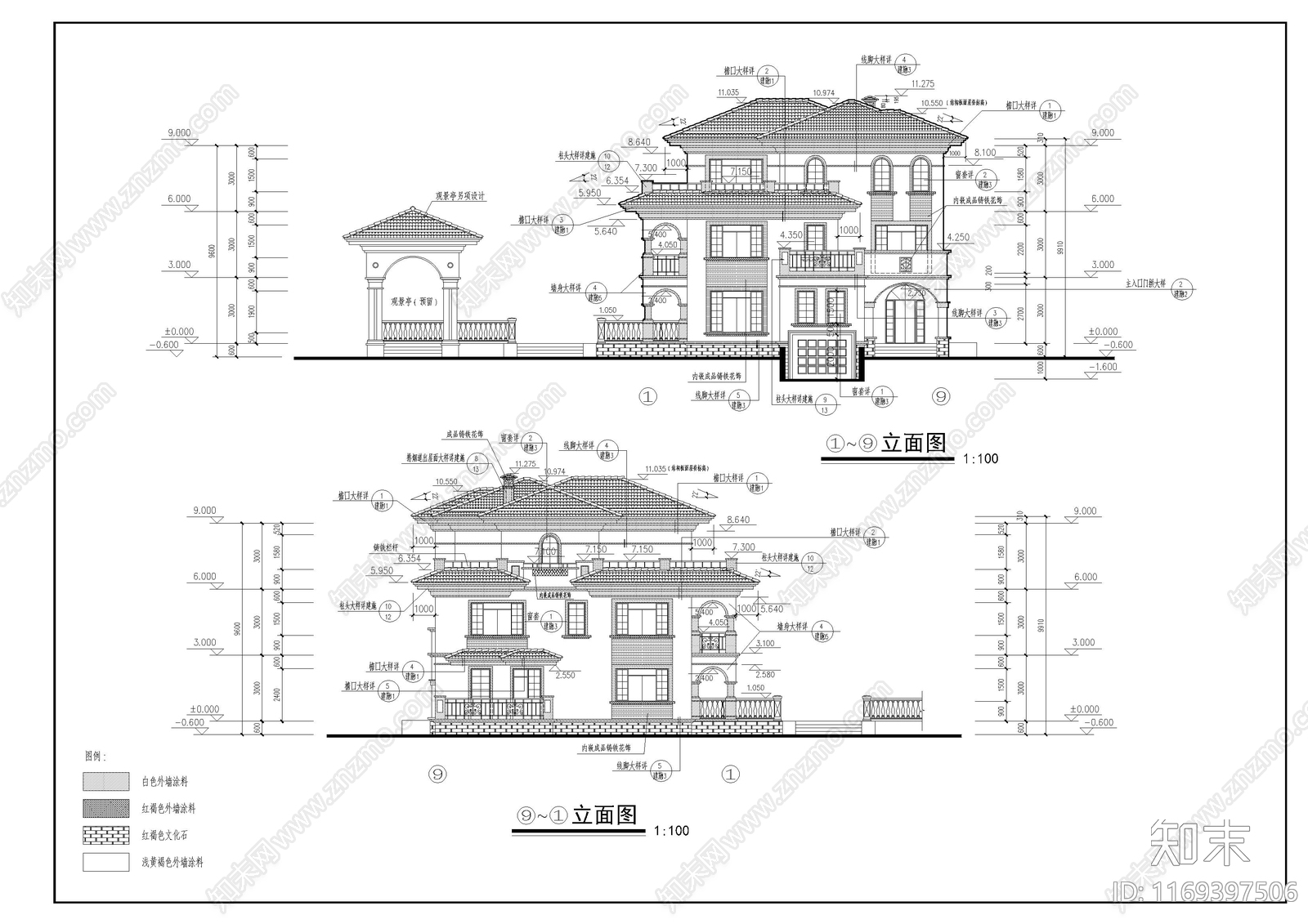 欧式别墅建筑cad施工图下载【ID:1169397506】