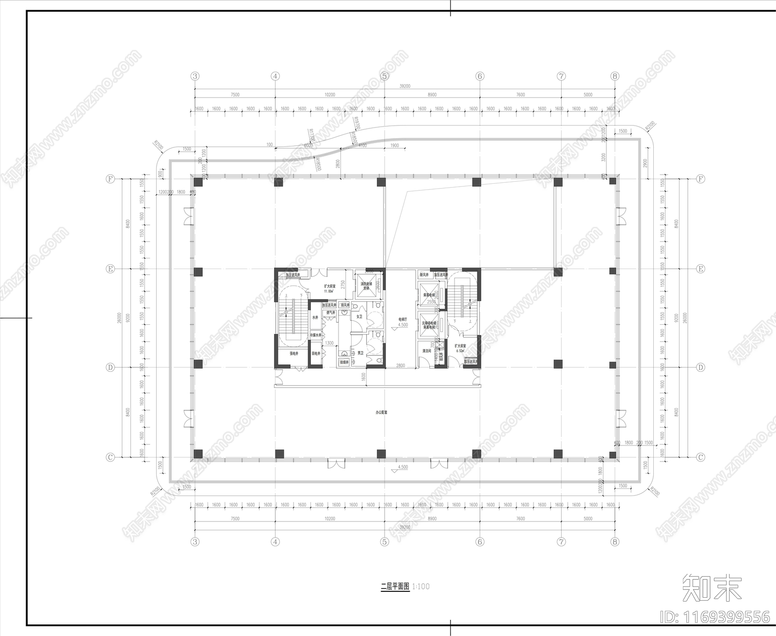 现代办公楼建筑cad施工图下载【ID:1169399556】