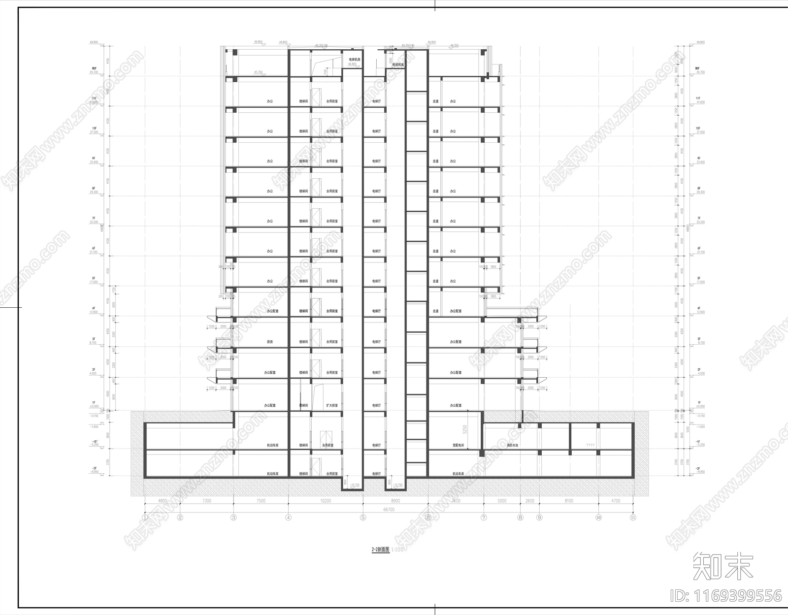 现代办公楼建筑cad施工图下载【ID:1169399556】