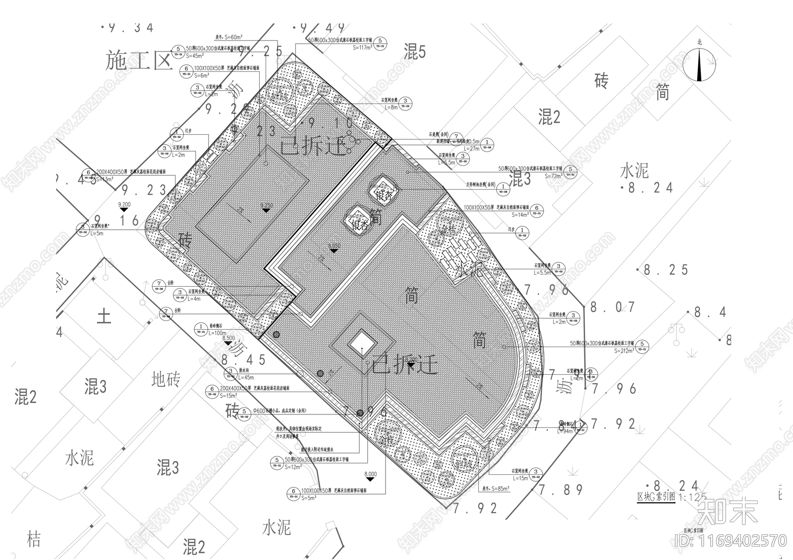 现代公园景观cad施工图下载【ID:1169402570】