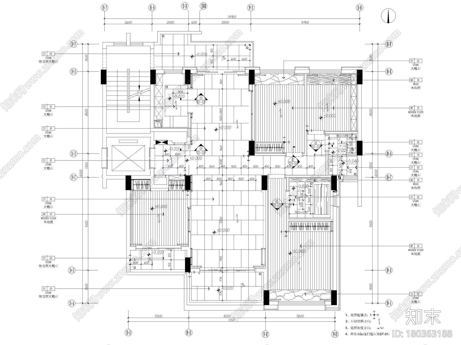 [深圳]160㎡现代三居家装样板房设计施工图施工图下载【ID:180363188】