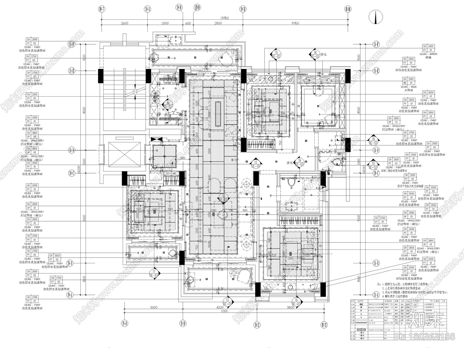 [深圳]160㎡现代三居家装样板房设计施工图施工图下载【ID:180363188】