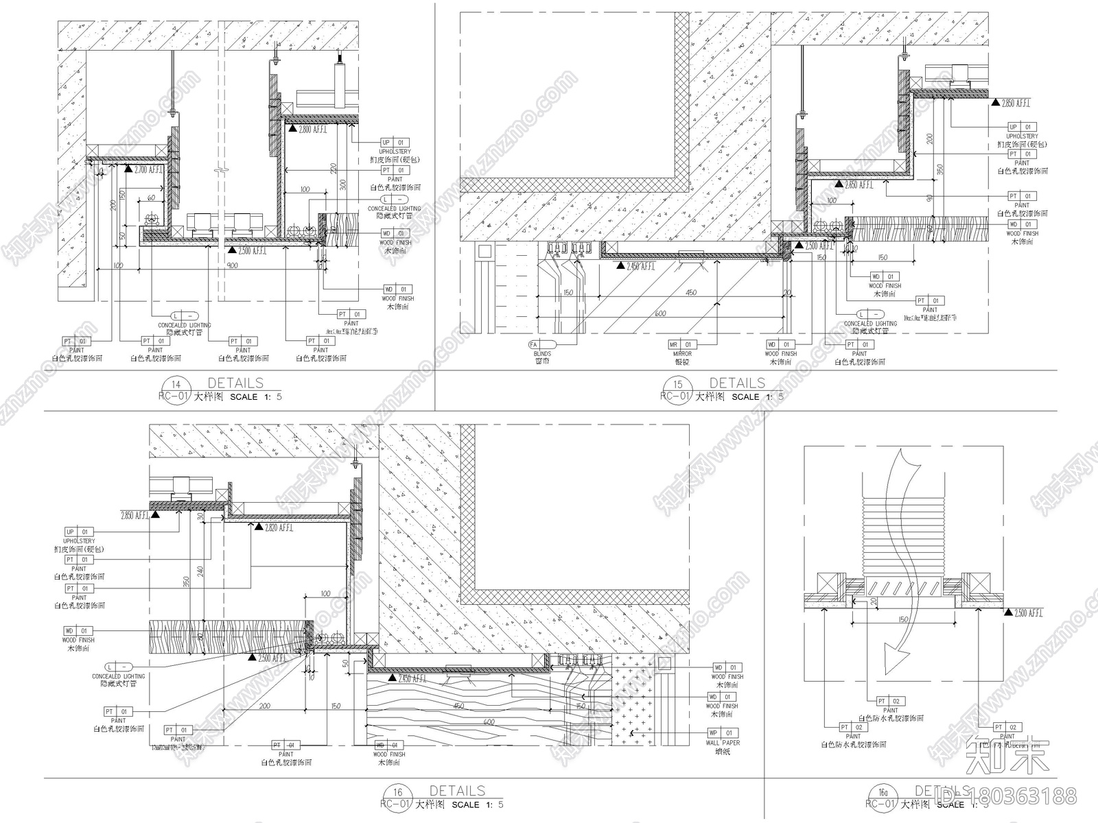 [深圳]160㎡现代三居家装样板房设计施工图施工图下载【ID:180363188】