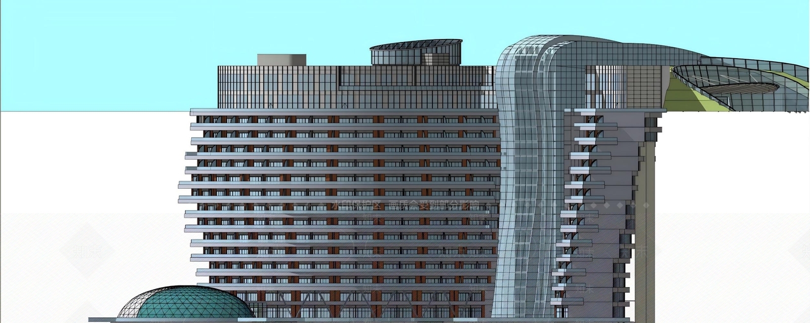 现代酒店建筑SU模型下载【ID:1169406107】