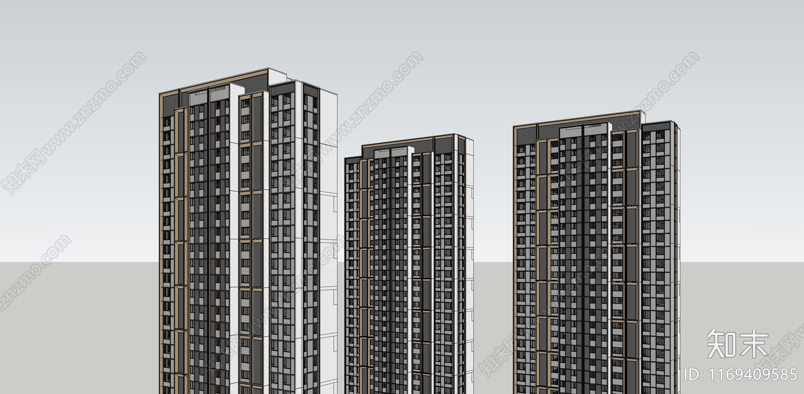 极简简约高层住宅SU模型下载【ID:1169409585】