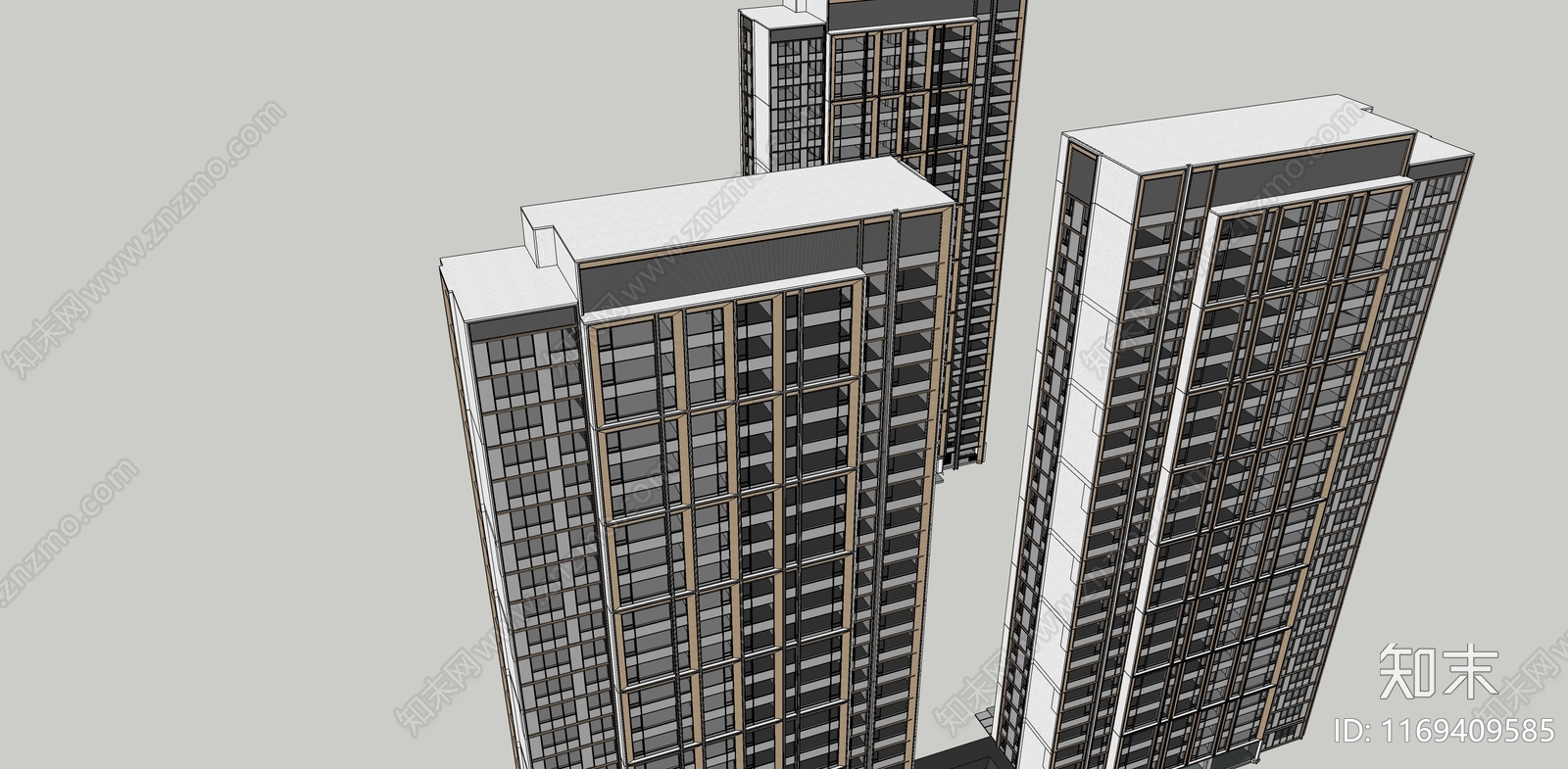 极简简约高层住宅SU模型下载【ID:1169409585】