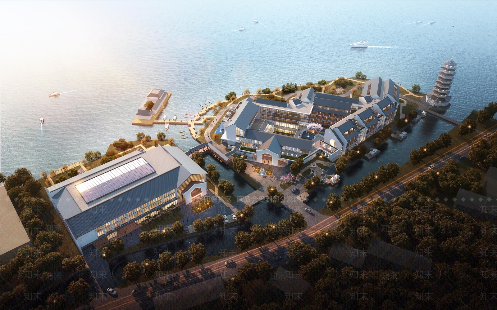 中式现代酒店建筑SU模型下载【ID:1169413173】