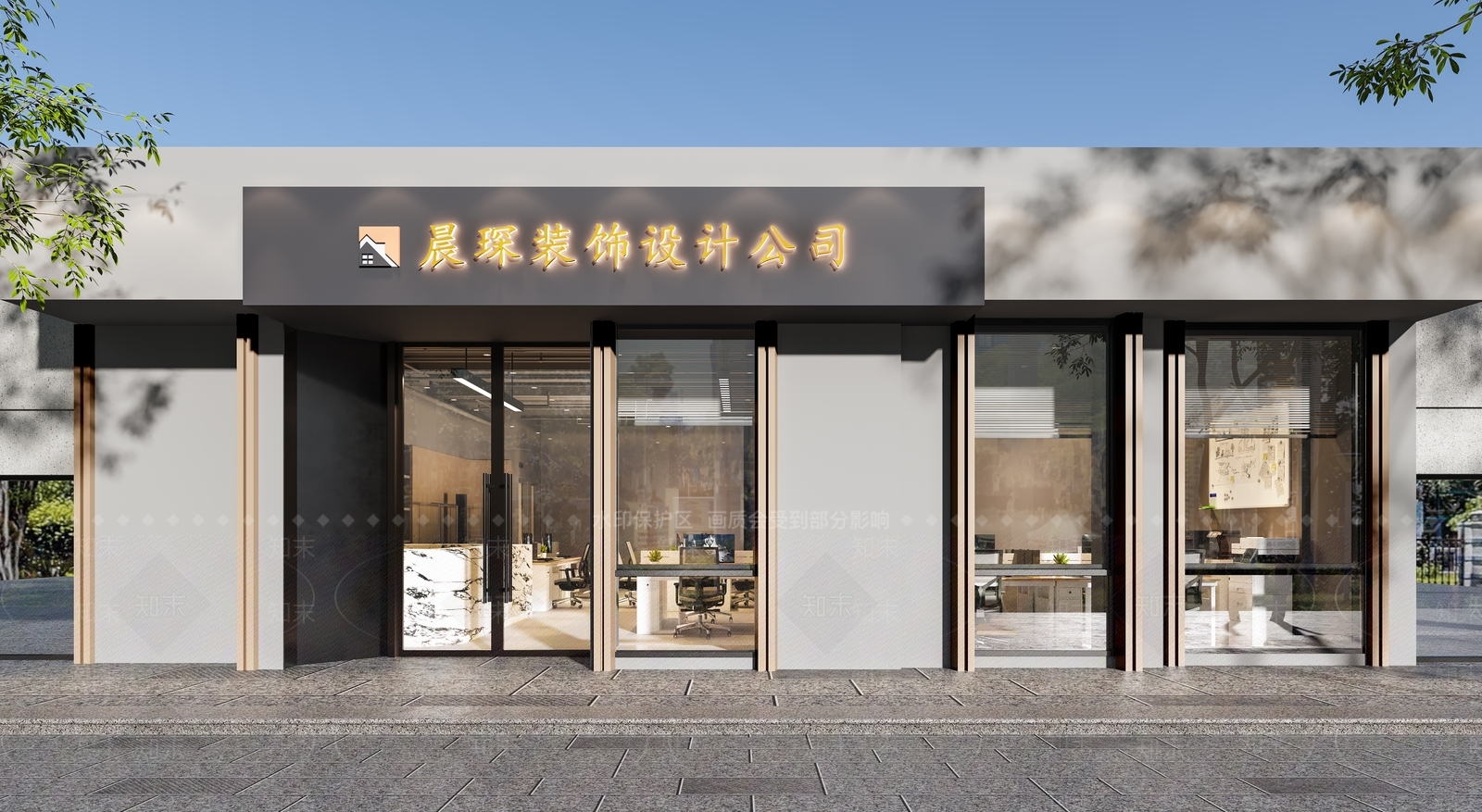 现代门头3D模型下载【ID:1169421357】