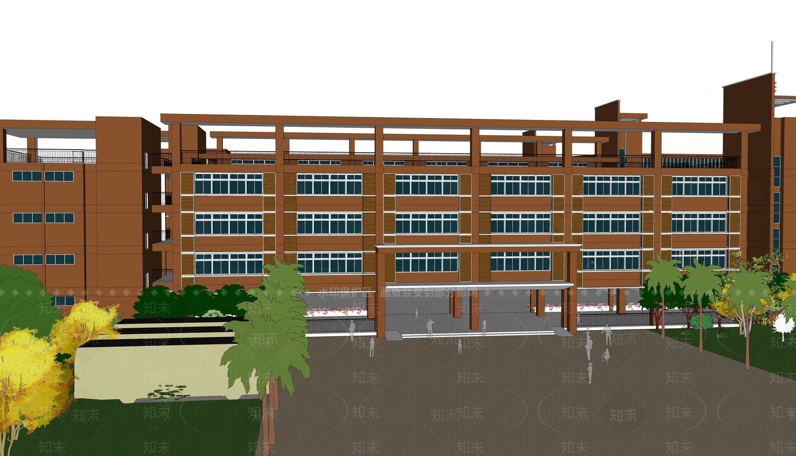 现代学校建筑SU模型下载【ID:1169425191】