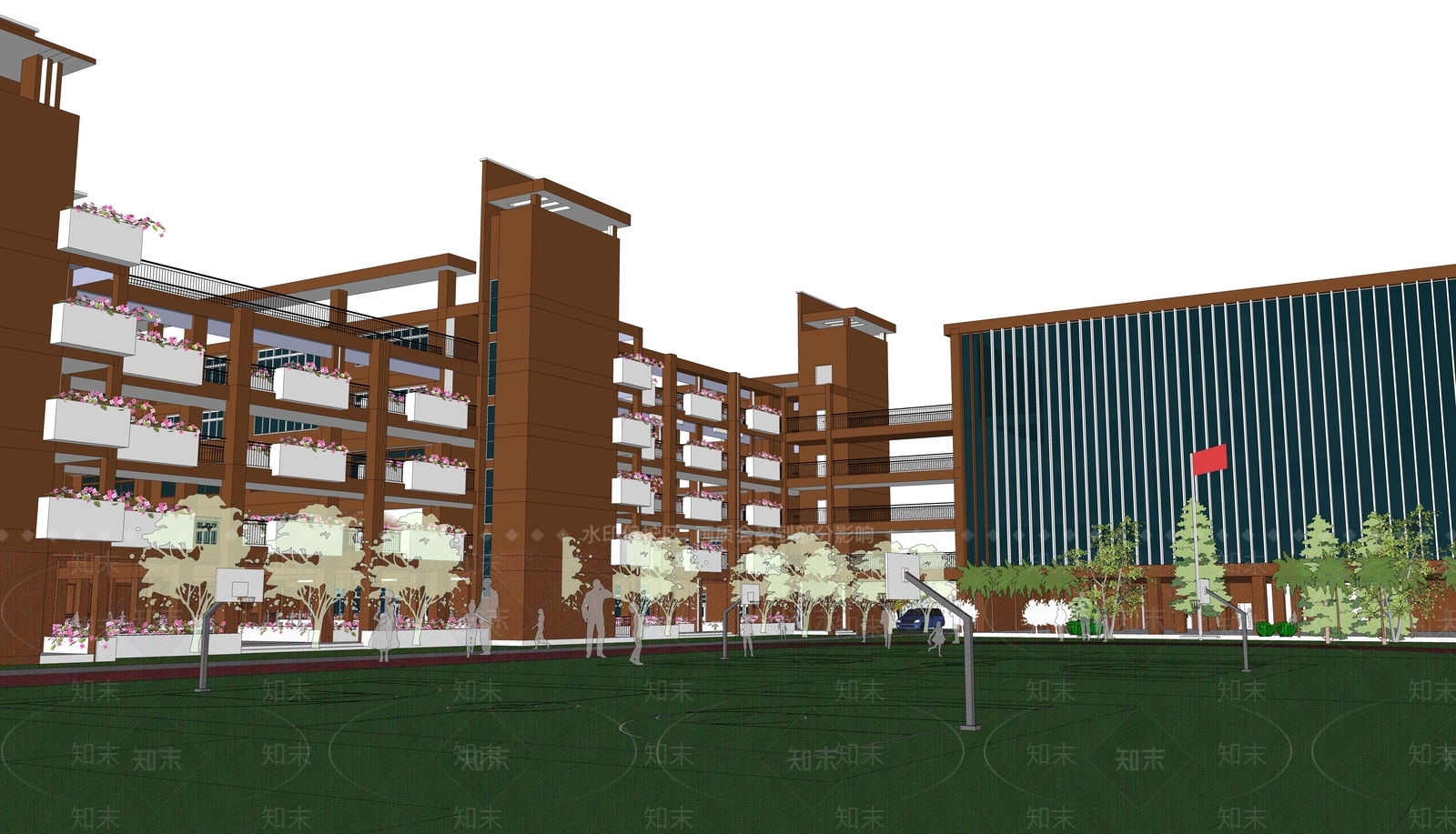 现代学校建筑SU模型下载【ID:1169425191】