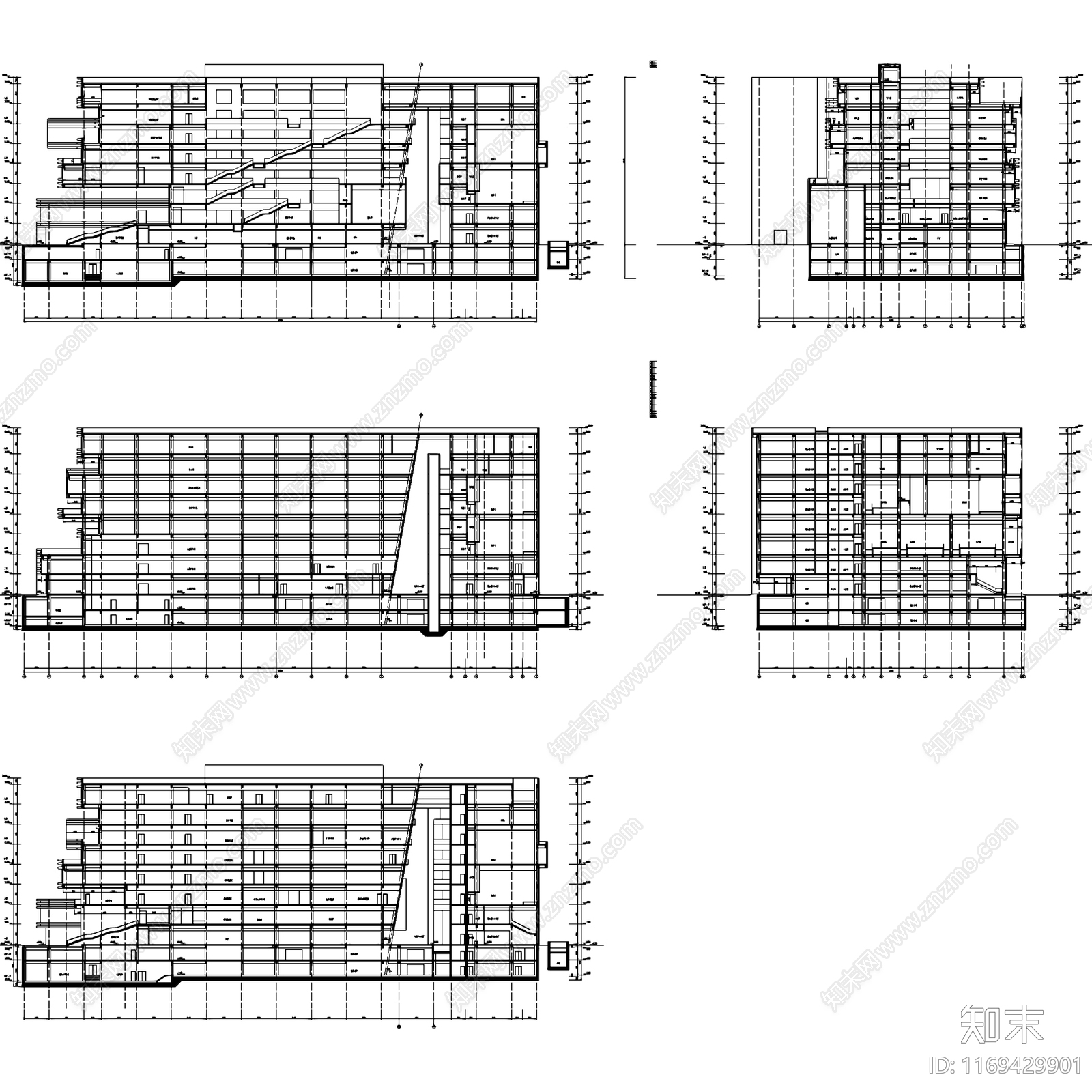 现代图书馆建筑cad施工图下载【ID:1169429901】