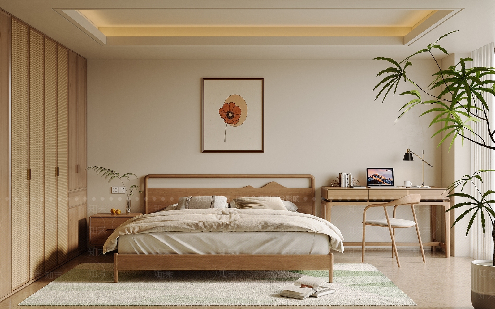 木质双人床双人床3D模型下载【ID:1227251750】