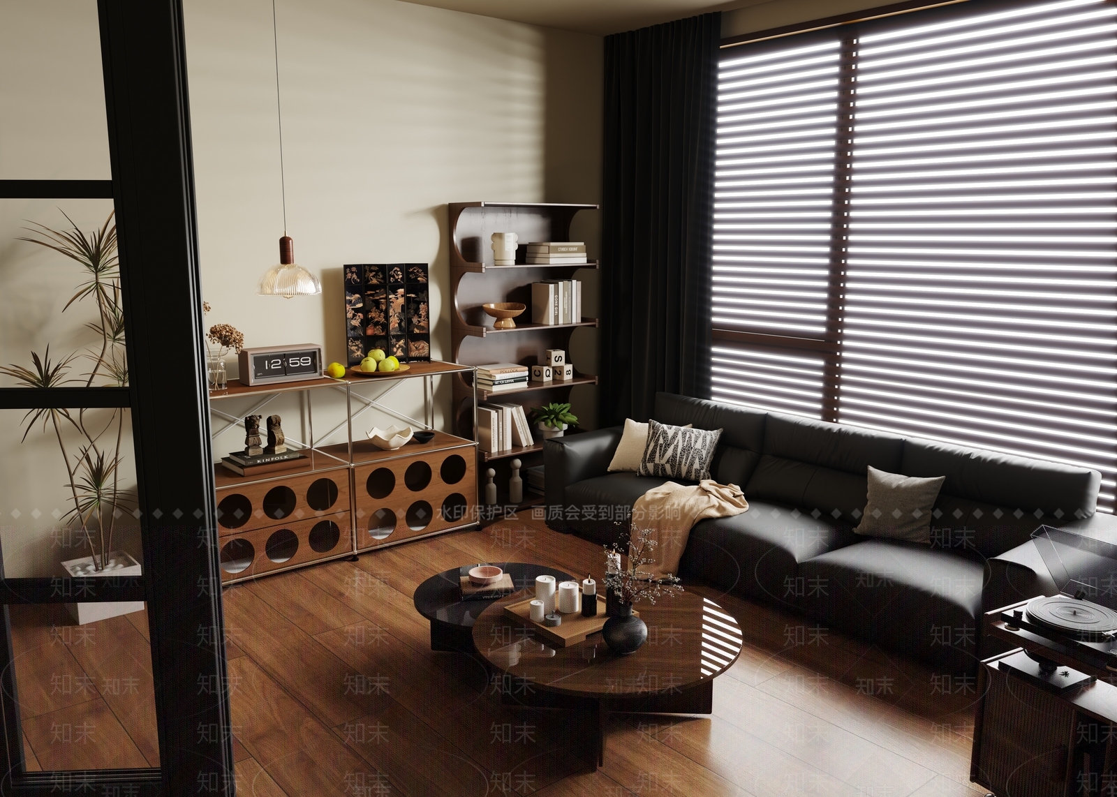带孔洞的储物边柜餐边柜3D模型下载【ID:1227335514】