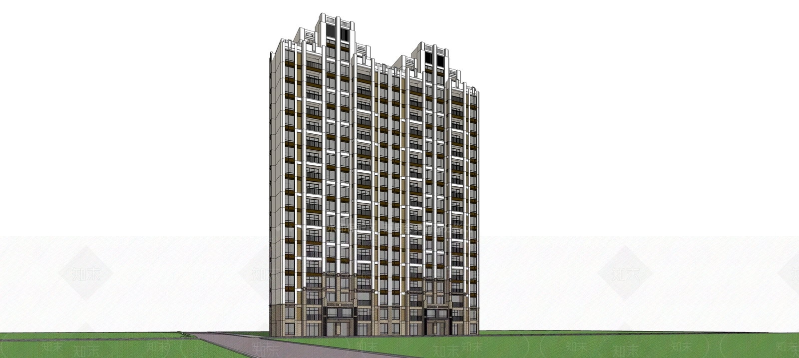 现代高层住宅SU模型下载【ID:1169436554】