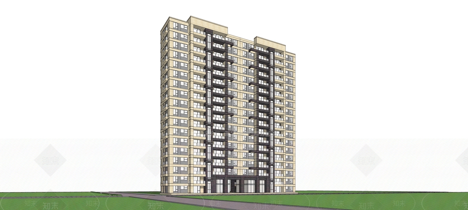 现代高层住宅SU模型下载【ID:1169437584】