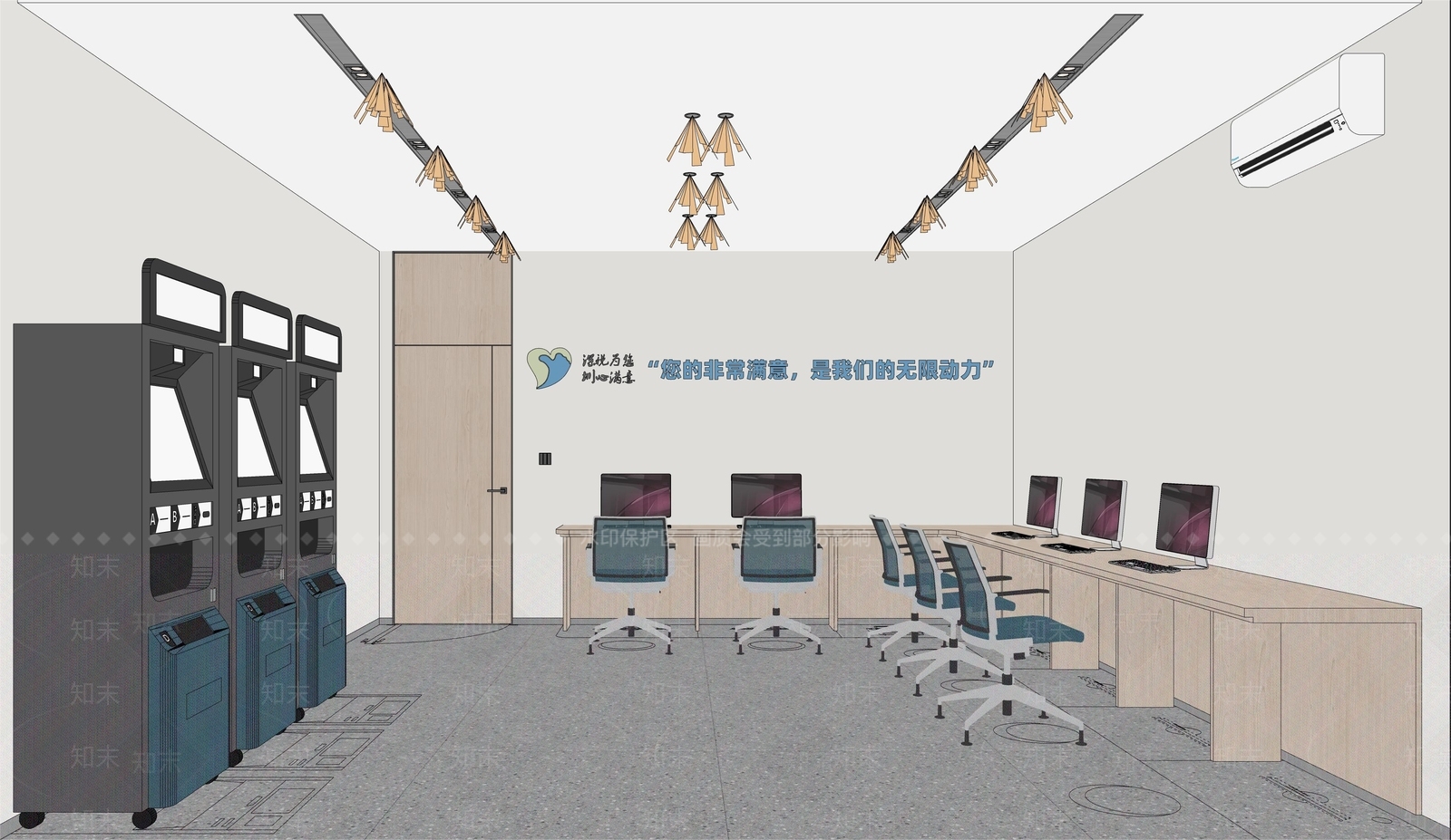 现代简约办公大堂SU模型下载【ID:1169438927】
