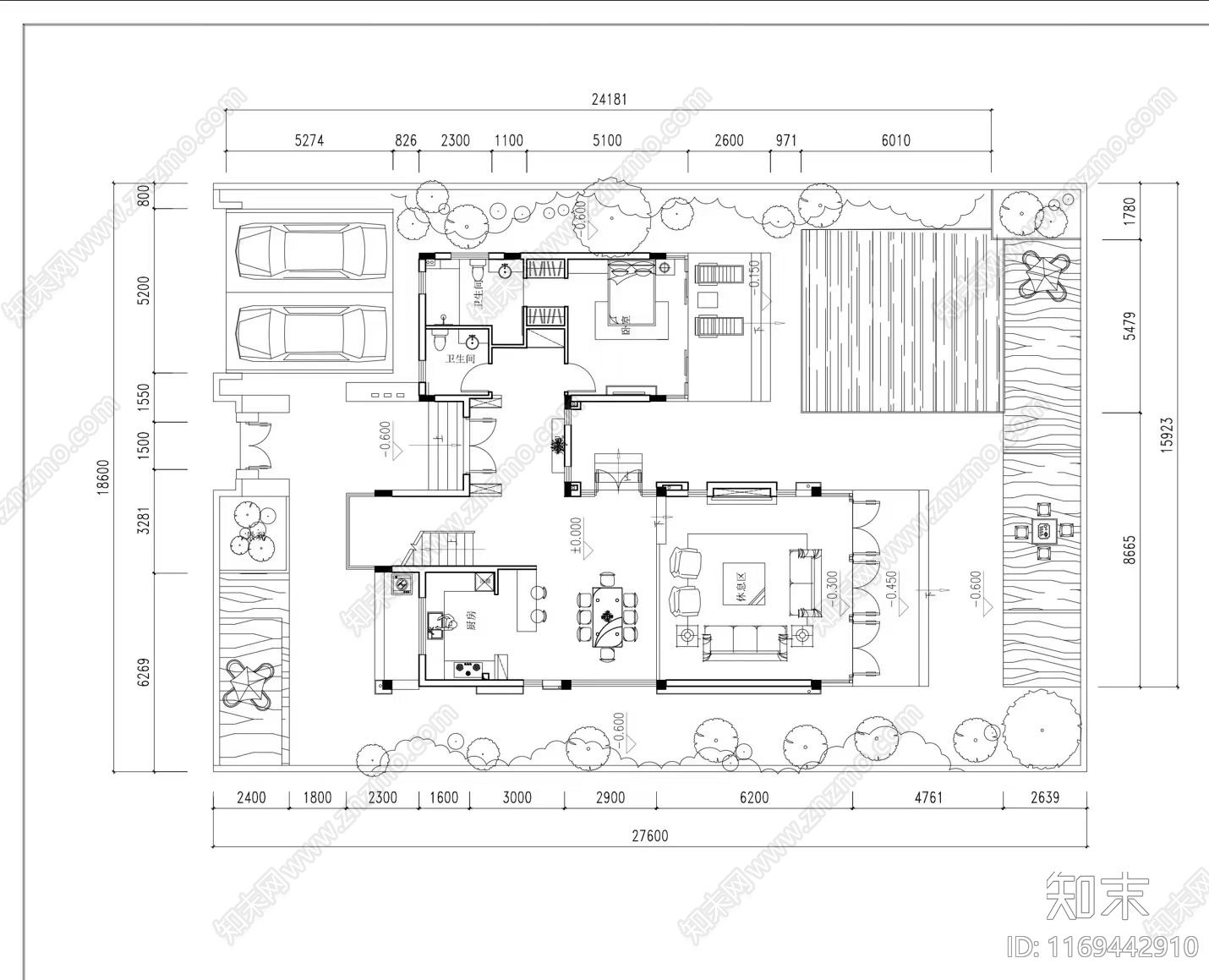 现代简约民宿建筑cad施工图下载【ID:1169442910】