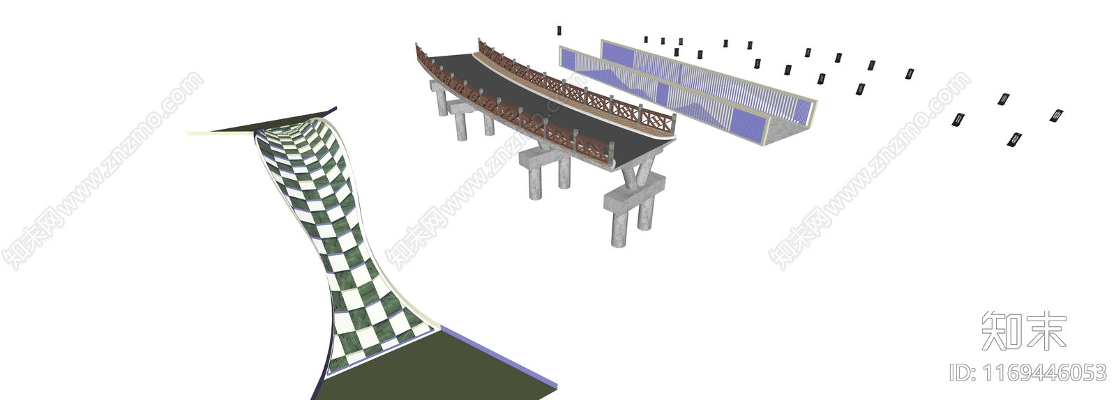现代简约景观桥SU模型下载【ID:1169446053】