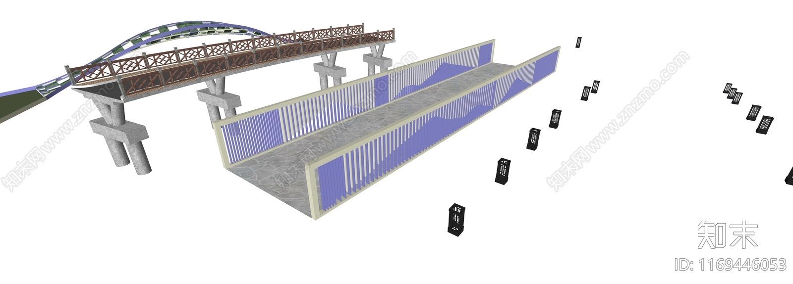 现代简约景观桥SU模型下载【ID:1169446053】