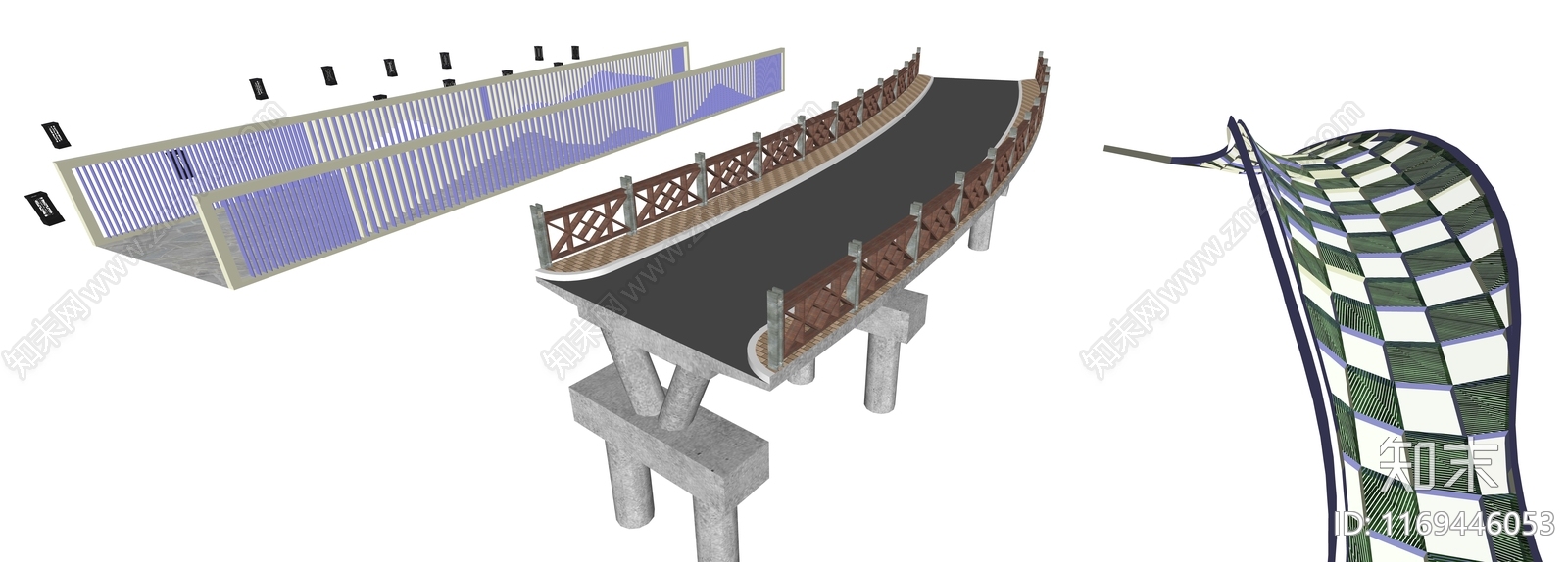 现代简约景观桥SU模型下载【ID:1169446053】