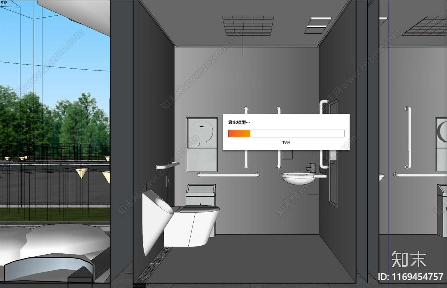 现代公共卫生间SU模型下载【ID:1169454757】