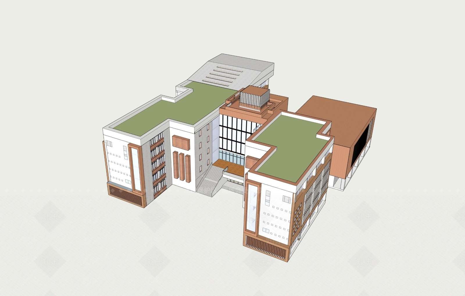 现代新中式学校建筑SU模型下载【ID:1169455571】