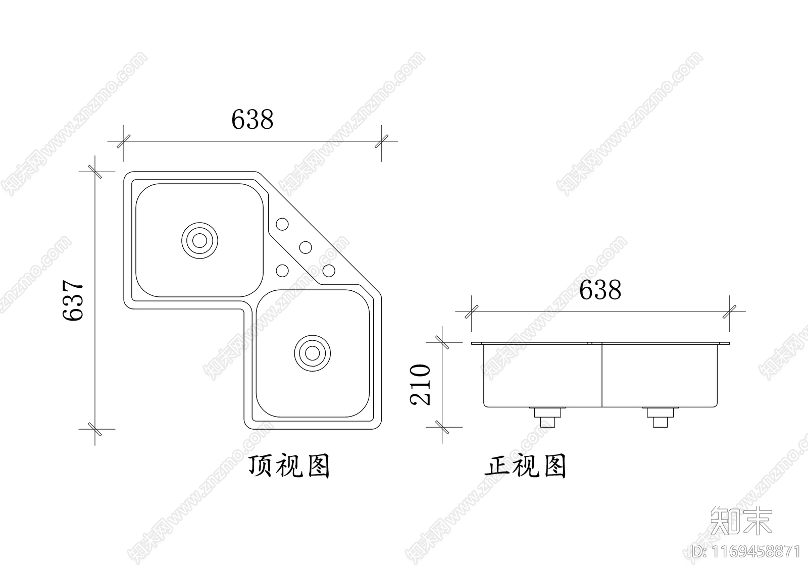 现代厨房设施施工图下载【ID:1169458871】