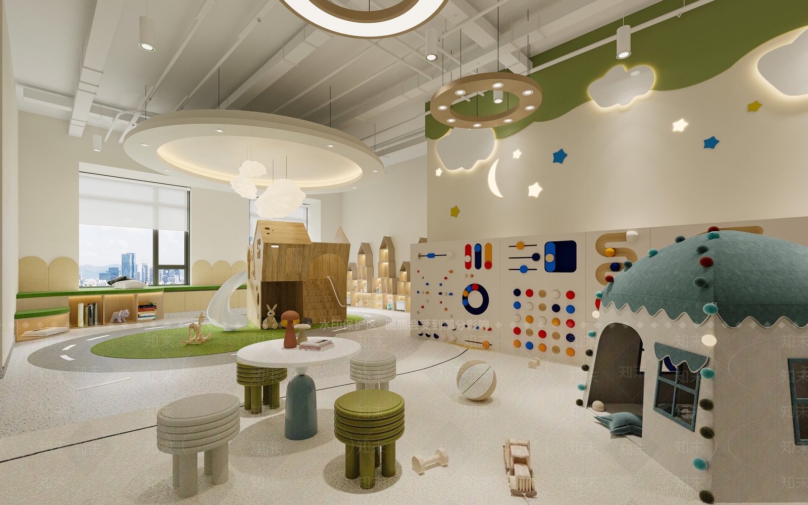 现代奶油幼儿园3D模型下载【ID:1169471135】