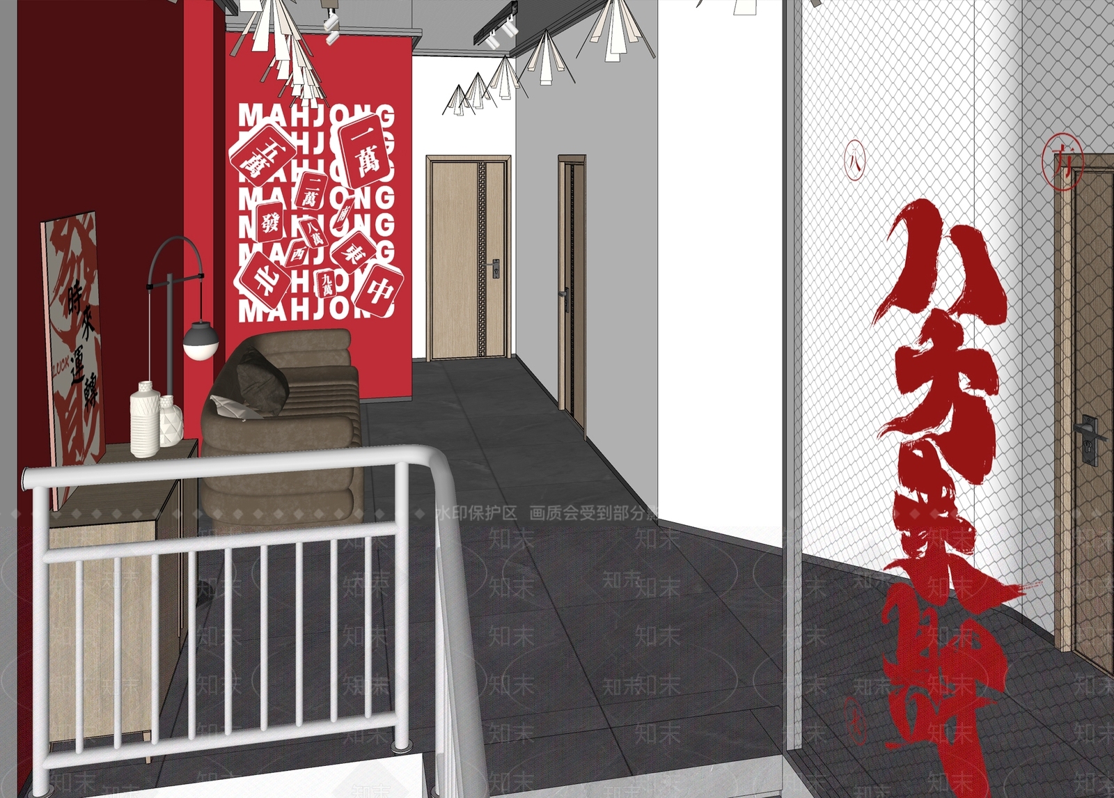 工业棋牌室SU模型下载【ID:1169469344】