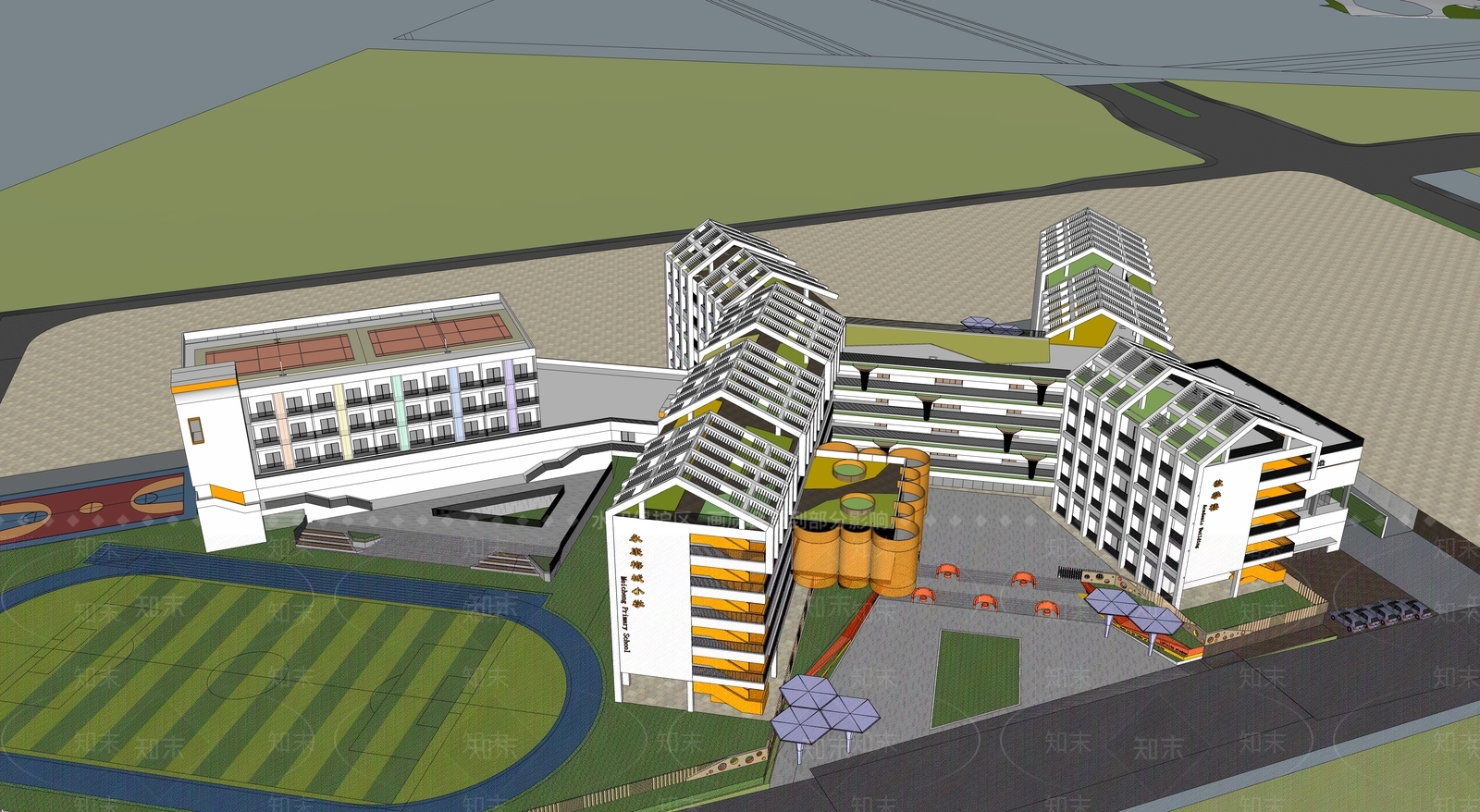 现代学校建筑SU模型下载【ID:1169469679】