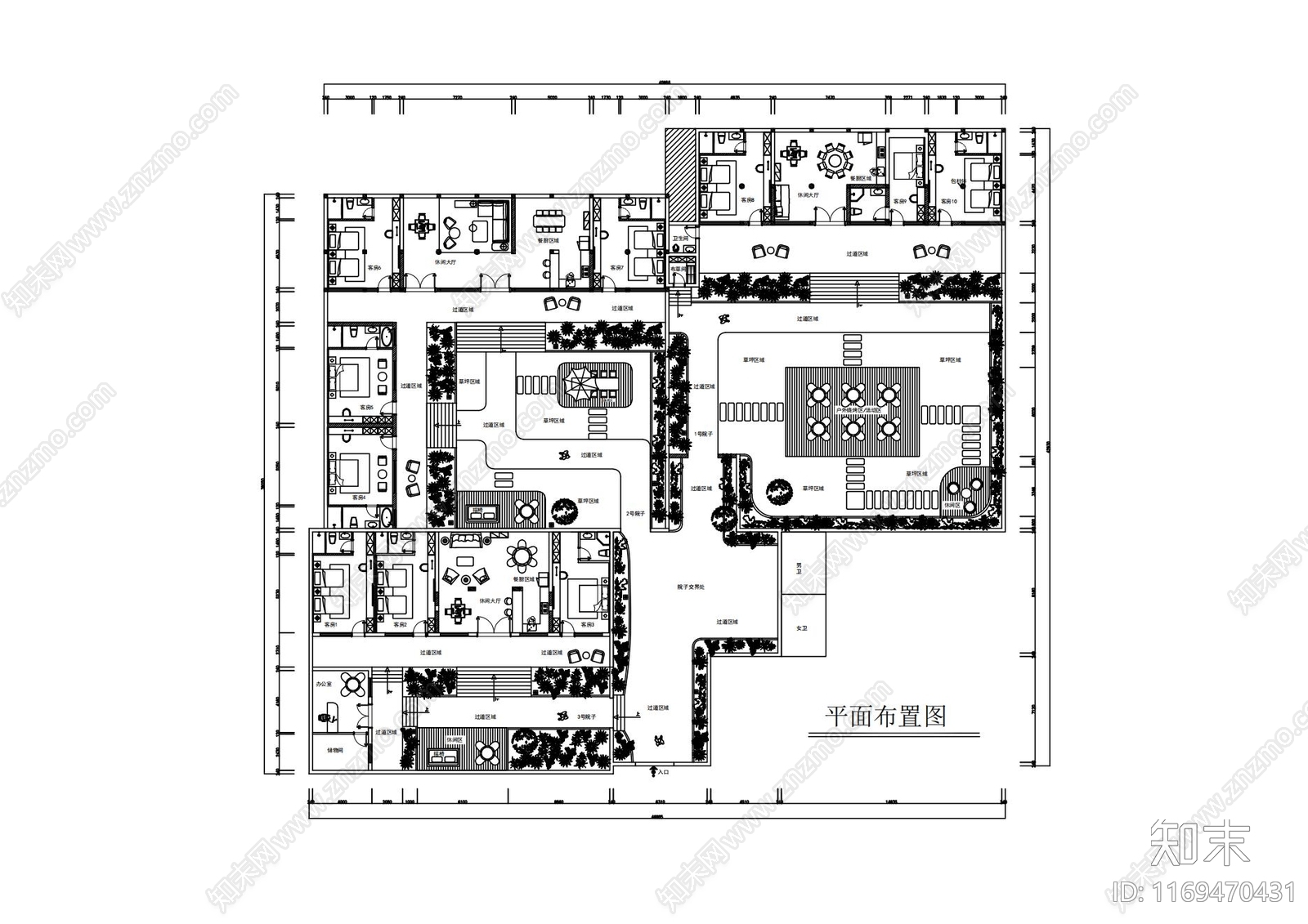 现代简约民宿cad施工图下载【ID:1169470431】