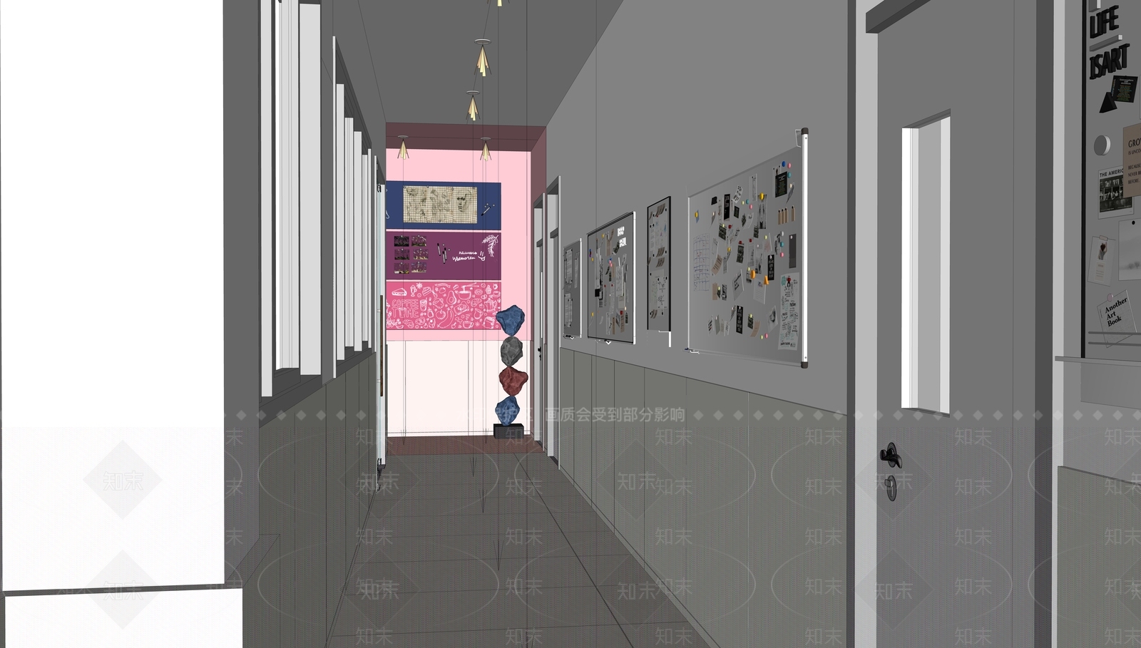 简约北欧其他学校空间SU模型下载【ID:1169481099】