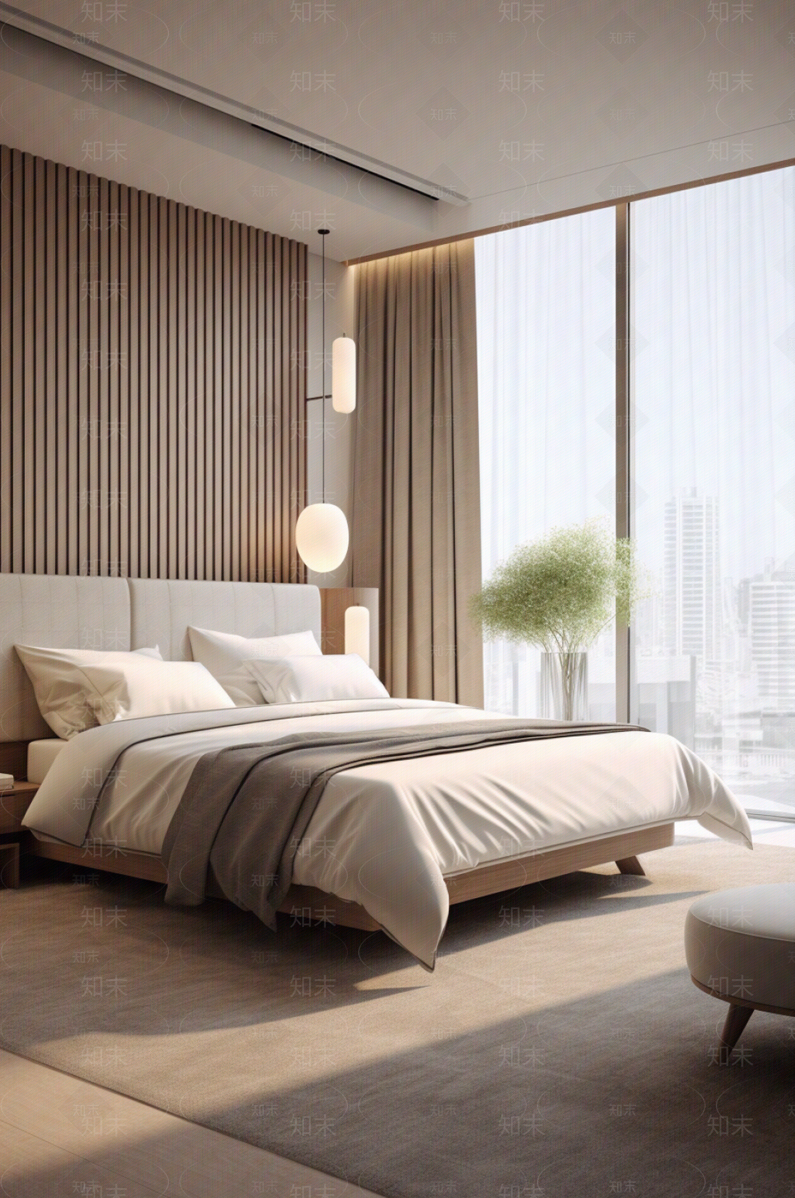 现代新中式卧室贴图下载【ID:1169482651】