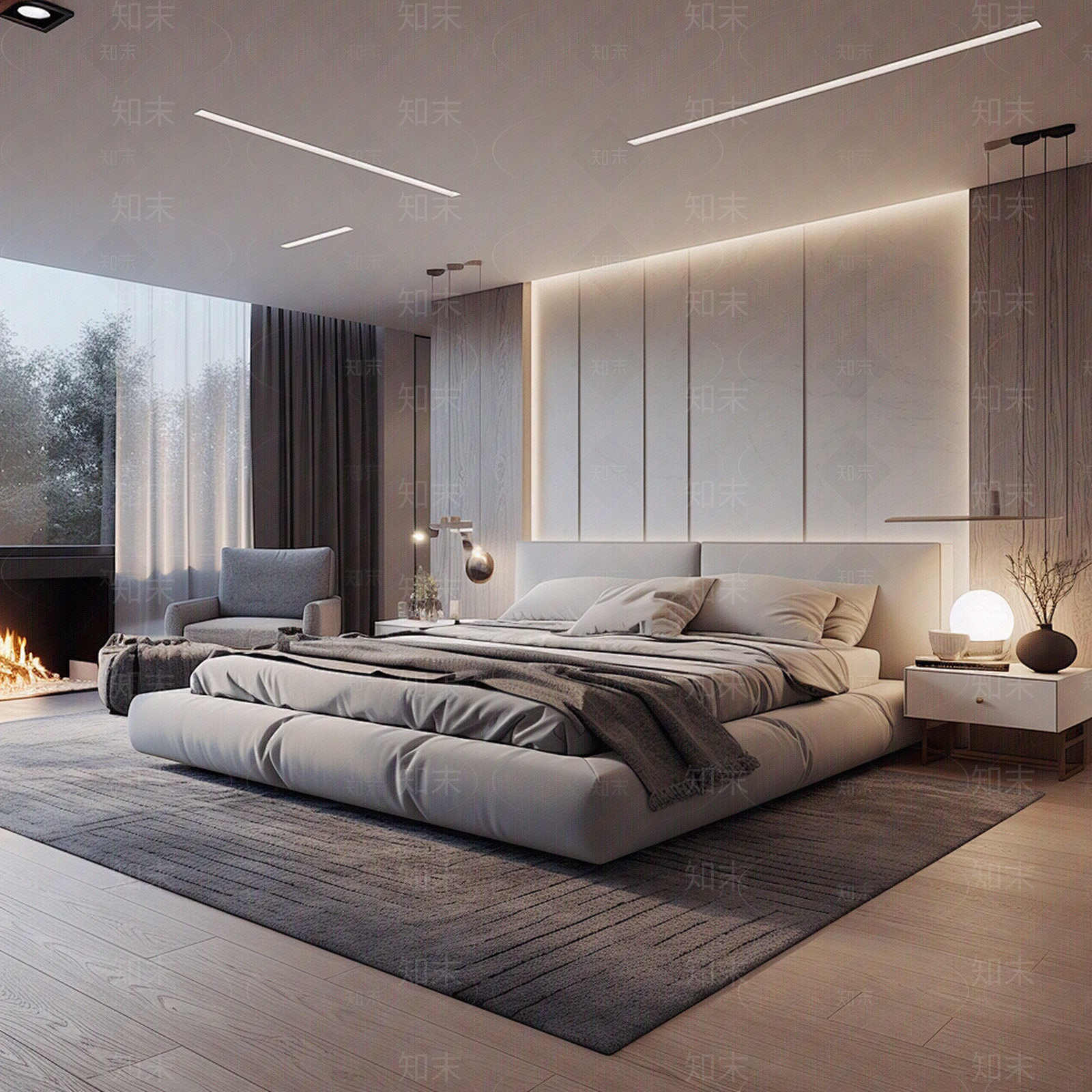 现代新中式卧室贴图下载【ID:1169484097】