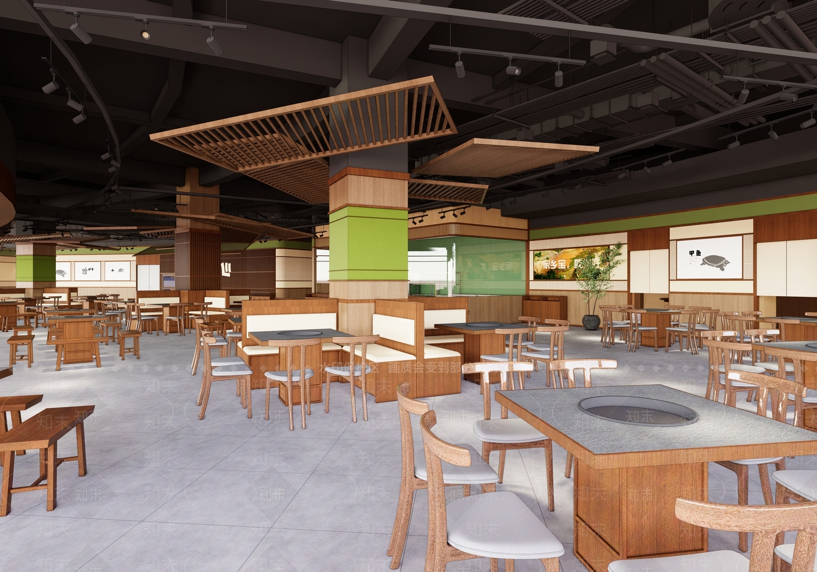 现代新中式中餐厅SU模型下载【ID:1169486445】