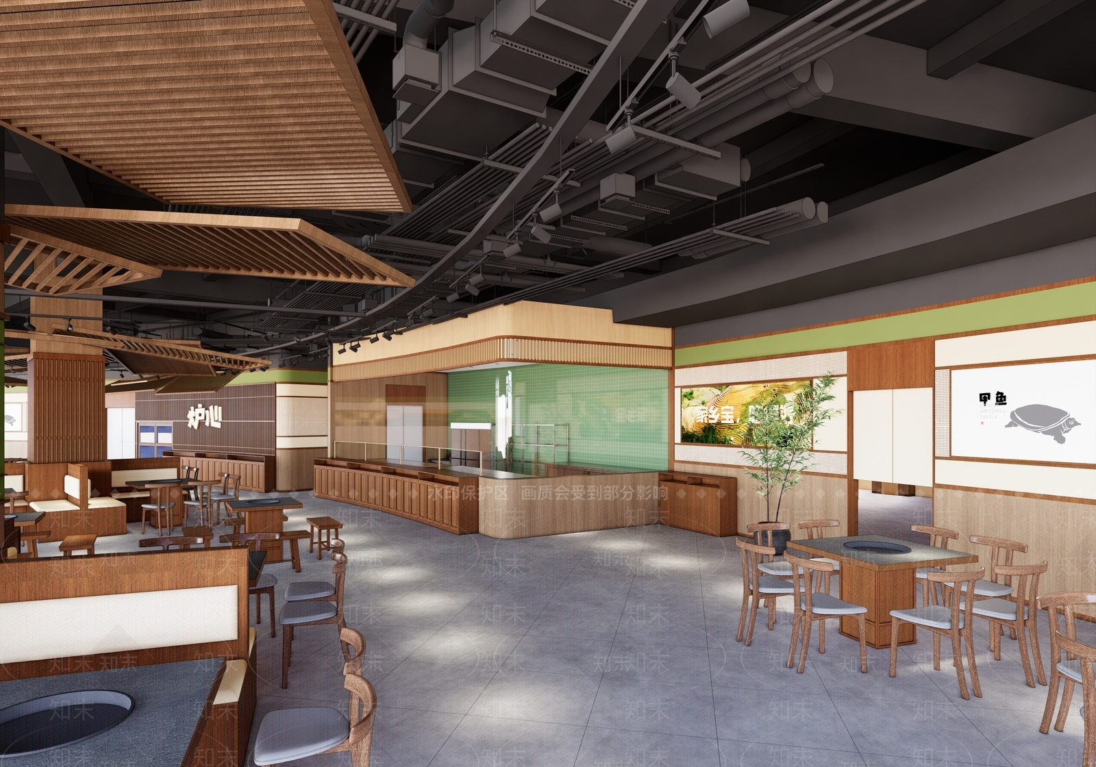 现代新中式中餐厅SU模型下载【ID:1169486445】