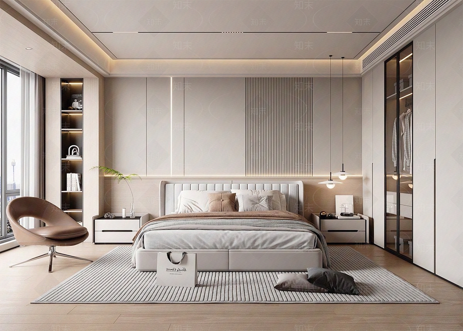 现代新中式卧室贴图下载【ID:1169488676】