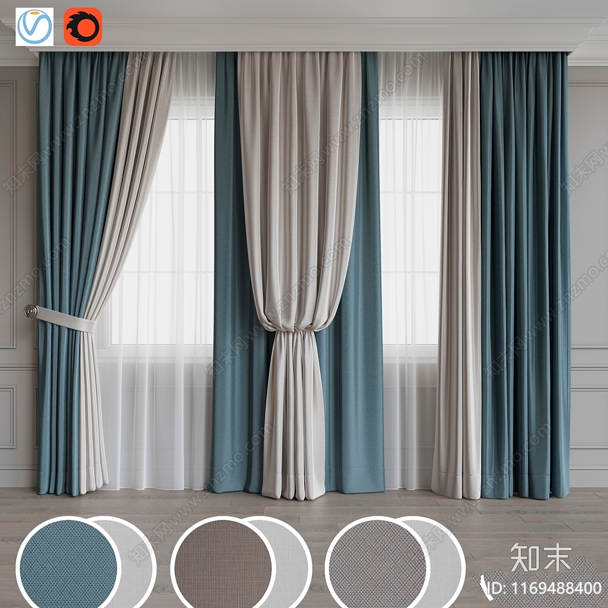 通用窗帘3D模型下载【ID:1169488400】
