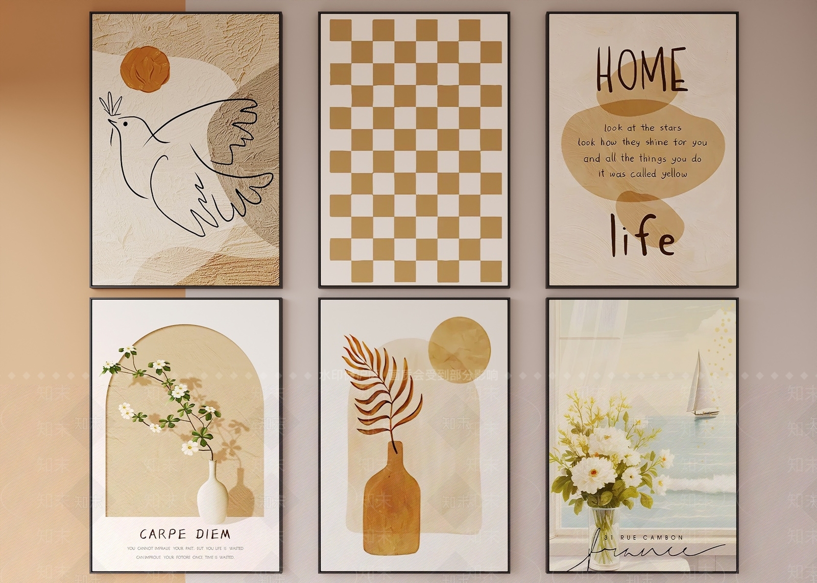 北欧奶油挂画3D模型下载【ID:1169488682】