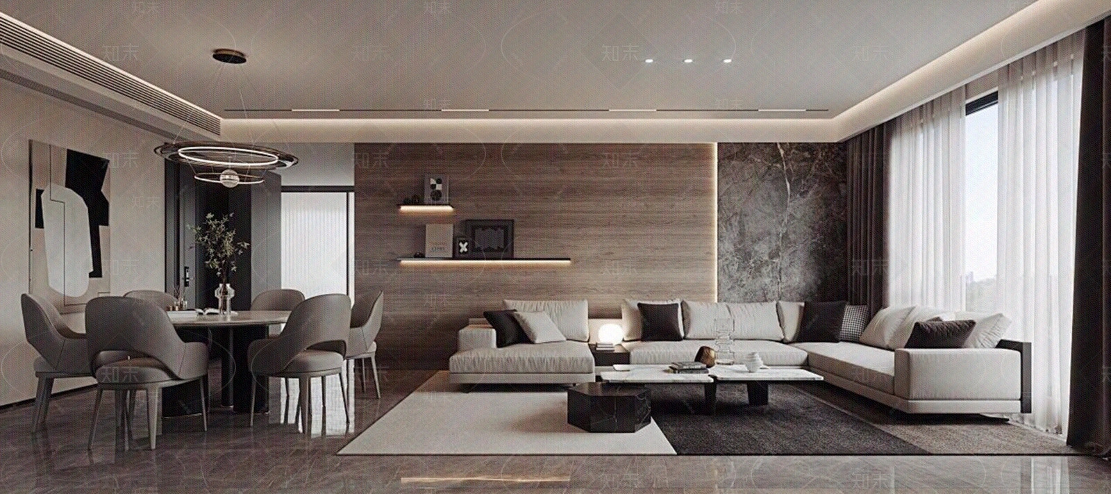 现代新中式客厅贴图下载【ID:1169489896】