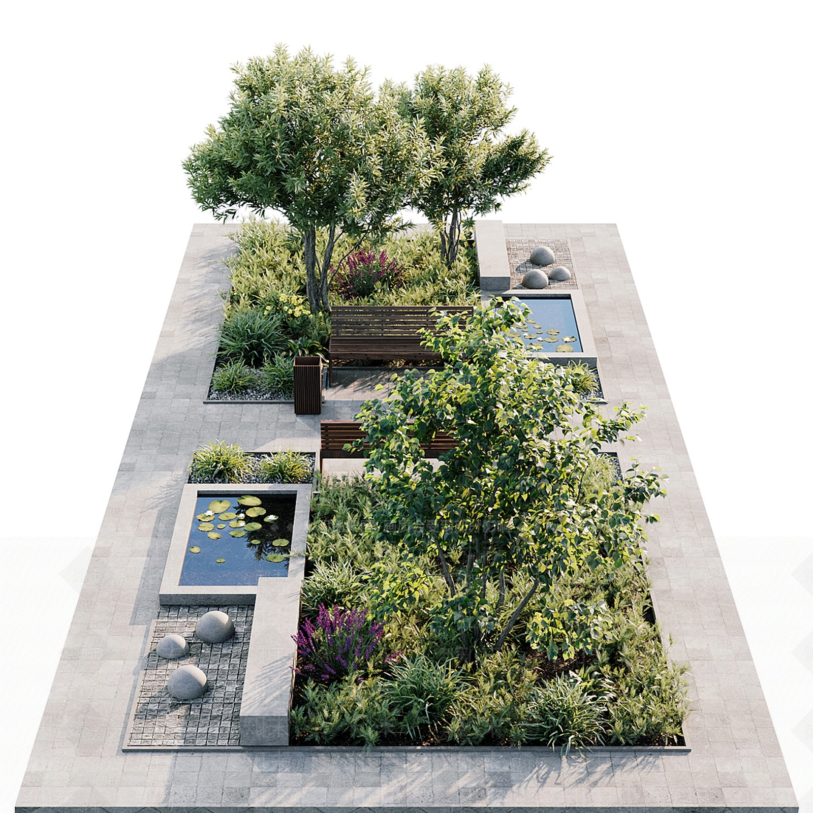 现代新中式广场景观3D模型下载【ID:1169493716】