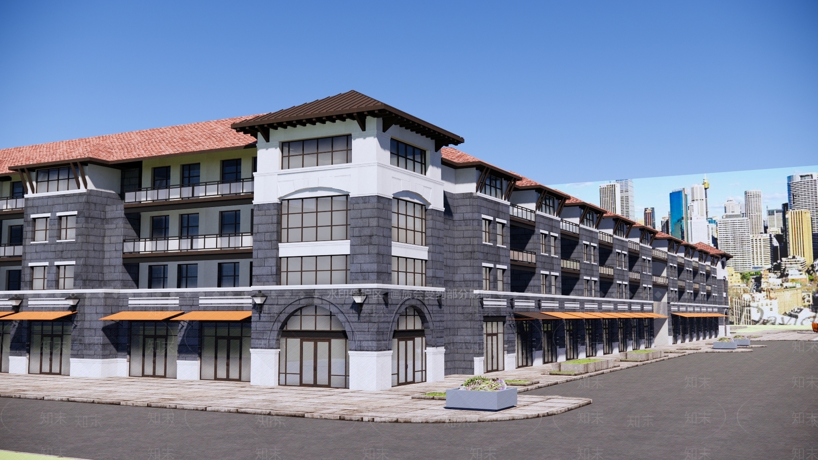 新中式商场建筑SU模型下载【ID:1169497362】