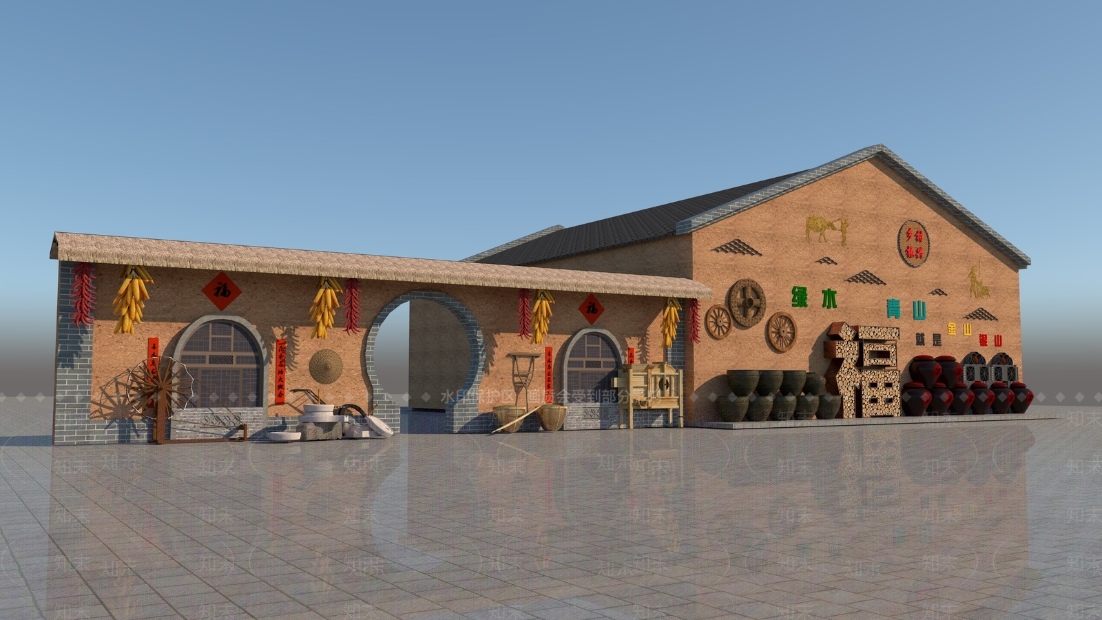 新中式中式景墙3D模型下载【ID:1169497536】