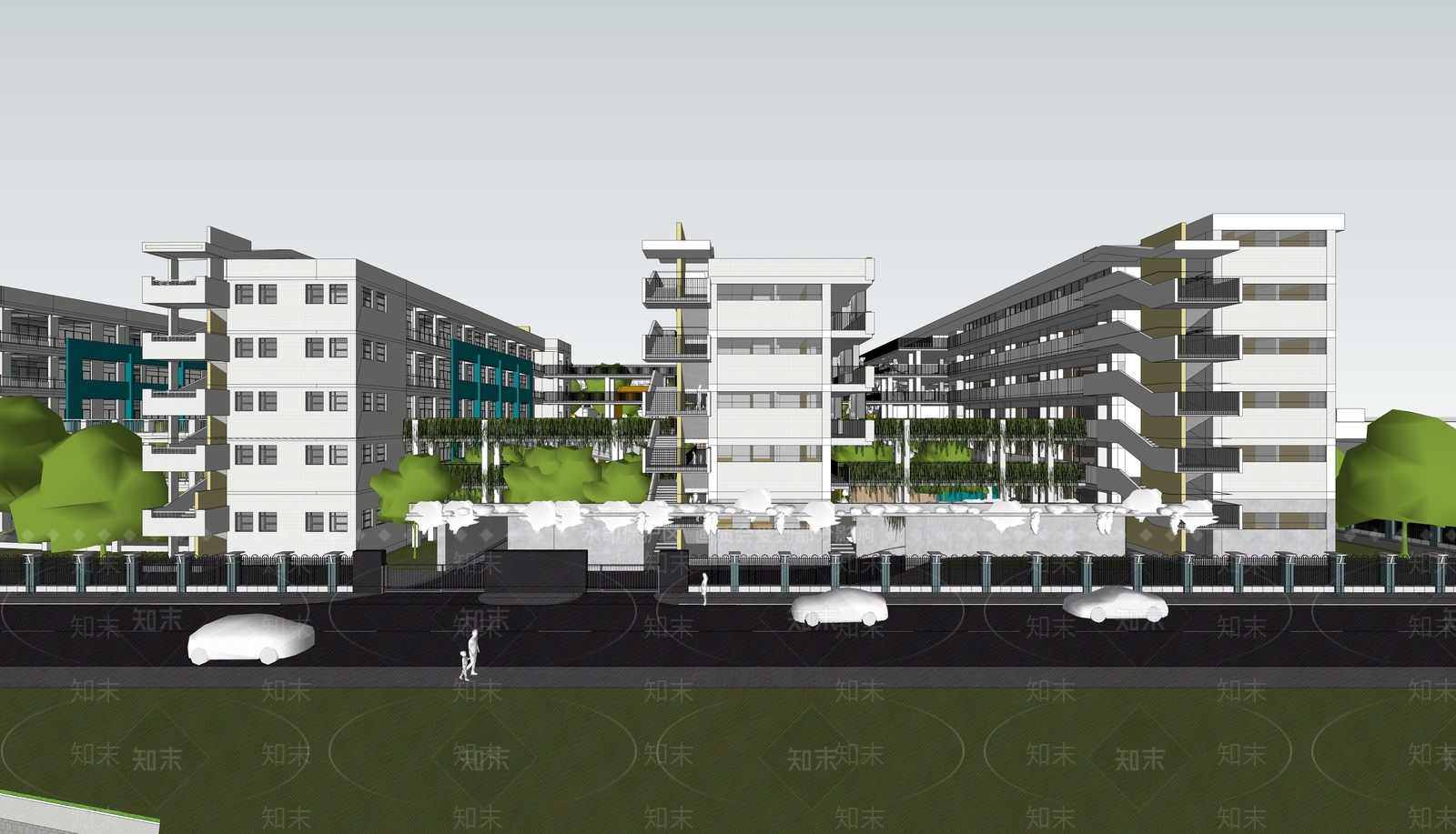 现代学校建筑SU模型下载【ID:1169500809】