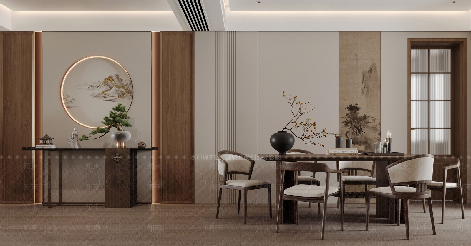 新中式家居餐厅3D模型下载【ID:1214711416】
