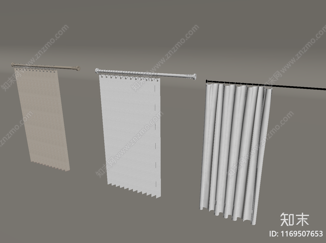 现代窗帘SU模型下载【ID:1169507653】