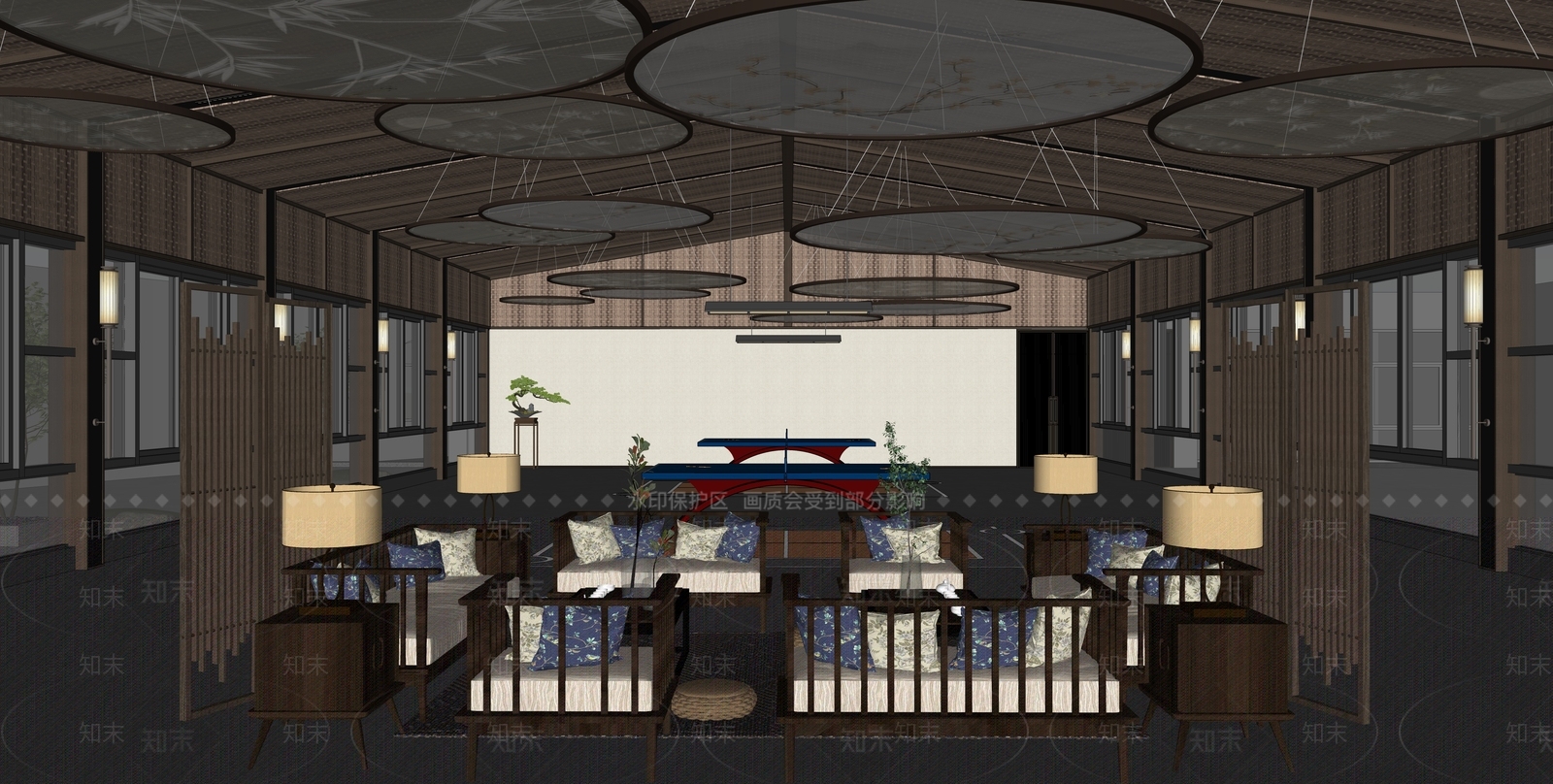 新中式中式其他休闲娱乐空间SU模型下载【ID:1169849514】